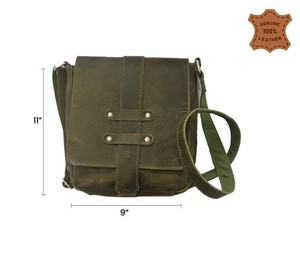 Étui en cuir vert bleu Buffalo Sling Fermeture ouverte Finition de qualité supérieure Logo personnalisé Sac en cuir de buffle complet raffiné Portable - Product Image 2