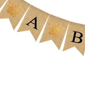 Nuevo Banner de Fiesta de Cumpleaños para Bebé Niño, Corona, Guirnalda de Arpillera, Decoración con Banderines - Product Image 6