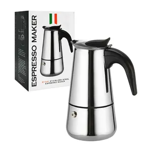 Italian 200ml Espresso Stovetop Coffee <b>Maker</b> Classic Design with Detachable Handle Coffee Filters Metal Construction <b>Tea</b> Tools - Product Image 1