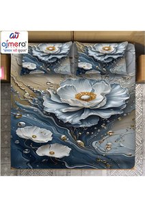 Juego de cama de algodón Ajmera de 7 piezas, funda nórdica con estampado geométrico azul y blanco, funda de almohada, colección para el hogar para todas las estaciones - Product Image 5