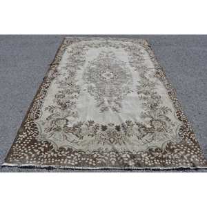 Tapis Vintage Turc en Laine 6x9.4ft Beige & Marron Style Classique Patchwork Armure Plate Support en Latex pour Décorations de Salon Adolescent - Product Image 1