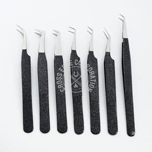Custom Eyelash Extension Tweezer Fiber Tip Lashes Mega Boot Volume Curved Classic Diamond Nonslip Grip Black Precision <b>Tool</b> - Product Image 5