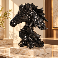 Sculpture de cheval en jade noir, cristal poli, pour la décoration intérieure et les cadeaux de collection