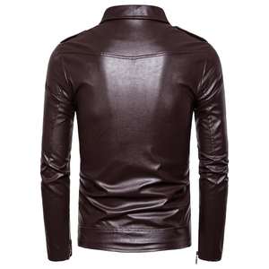 Chaqueta de Cuero de Cordero Negra para Hombre de Alta Calidad OEM, Estilo Motero de Invierno, Tela de PU, Venta Directa al por Mayor desde Pakistán - Product Image 2