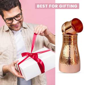 เหยือกน้ำข้างเตียงทำจากทองแดงพร้อมแก้วน้ำโลหะทองแดงทนต่อการรั่วซึม - Product Image 6