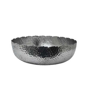 Vaisselle de service bol de forme ronde en aluminium Nickel finition Antique bol de service de nourriture fait à la main personnalisé en vrac - Product Image 1