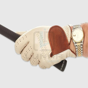 Pro Men's Cabretta Guantes de golf de cuero Dedos elásticos y correa de muñeca marrón Guantes de golf personalizados disponibles con embalaje personalizado - Product Image 3