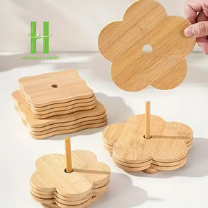 Handmade Natural <b>Bamboo</b> Button Shape Coaster <b>Placemats</b> OEM Eco-Friendly Coaster set Table Decor from Vietnam HNH Craft - Product Image 6