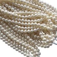 Perles rondes en pierre naturelle d'eau douce crème blanche de 7 mm, enfilées, vente en gros, certifiées IGI, Vivaaz Gems, pour la fabrication de bijoux
