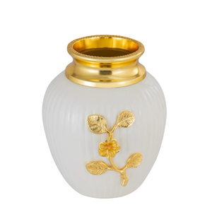 Florero de Metal martillado en tonos dorados moderno con diseño de loto Centro de mesa de lujo para sala de estar y decoración del hogar - Product Image 5