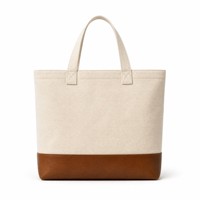 Sac fourre-tout en toile avec base en cuir, grande capacité, réutilisable, en coton, pour le shopping, avec logo personnalisé, vente en gros, robuste, pour les trajets quotidiens