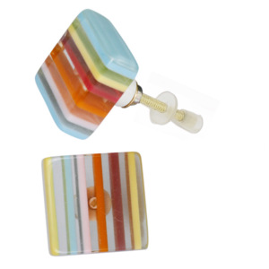 Boutons à rayures en résine à motif de bonbons de forme carrée et rectangulaire solide pour armoires à tiroirs commodes armoires dans la cuisine chambre à coucher - Product Image 2