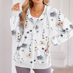 Casual manga larga cremallera primavera Otoño Invierno 3D estampado sudaderas con capucha moda sudaderas con bolsillo para mujeres ecológicas - Product Image 2