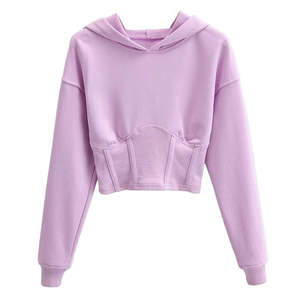 Sudadera corta de manga larga con logotipo personalizado de alta calidad para mujer, sudadera recortada, sudaderas con capucha, Sudadera con capucha - Product Image 1