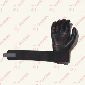 Gants de frappeur en cuir noir OEM ODM personnalisés Gants de baseball et softball robustes à doigts entiers Manchette longue sangle professionnelle - Product Image 3