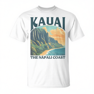 T-Shirt Vintage da Spiaggia della Costa Na Pali di Kauai, Hawaii, Abbigliamento Promozionale Elegante - Product Image 2