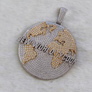 4CT Round Diamond Logo charm Pendant 14K Rose Gold colgante Acabado - Product Image 1