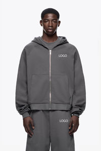 Conjunto Deportivo de Invierno para Hombre, 2 Piezas, 100% Algodón, Grueso, de Lujo, con Logotipo Personalizado Impreso al por Mayor de Fábrica, Sudadera con Capucha y Cordón, Pantalones Jogger - Product Image 2