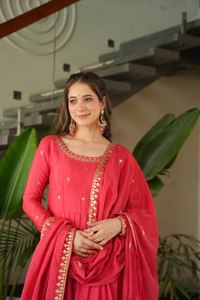 Beautiful Designer Heavy Chinnon with Embroidery Zari Sequins-work Long Gown dupatta, Indian Wedding Function wear gown dupatta. - Product Image 5