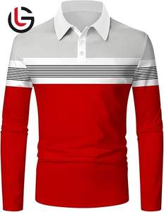 เสื้อโปโลแขนยาวสำหรับผู้ชาย, เสื้อกีฬาผ้าฝ้าย100% สำหรับกอล์ฟเสื้อถักนิตติ้ง180กรัม - Product Image 4