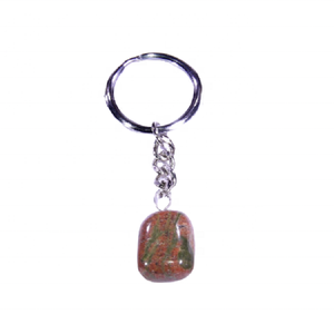 LLavero de cuarzo con piedra natural de unakita, piedra natural sin procesar, curativa envuelta en gema dorada, cristal curativo, venta al por mayor - Product Image 1