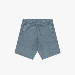 Customized Men's Vintage Sweat Shorts Thick Drawstring Hot Acid Wash <b>Patch</b> Embroidery Solid Short Cut Edge-Streetwear Style - Product Image 1