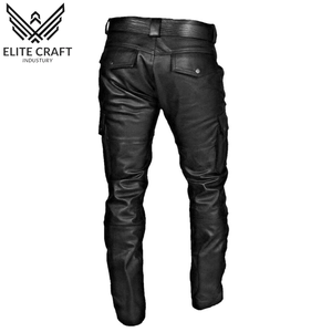 กางเกงหนังผู้ชายทรงตรงเอวสูงมีซิปเสื้อผ้าลำลองสีพื้นดีไซน์ใหม่ออกแบบโลโก้ได้ตามต้องการ - Product Image 4