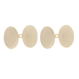 Bijoux de mode pour hommes Boutons de manchette en or jaune 18 carats véritable Saphir ovales gravables 10 carats Bijoux de manchette pour hommes - Product Image 2