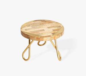 Classic Style Brown Stainless Steel <b>Wood</b> Round Cake <b>Stand</b> Home Kitchenware Table Decorate Cake Platter Type - Product Image 3