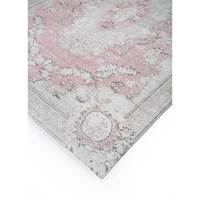 Tapis de transition vintage en laine douce noué à la main, teinte or/rose, motif médaillon classique abstrait, 6'6x10 pi, pour salon et maison