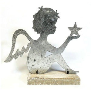 Ange unique Décor de Pâques Base en bois Décoration de table en aluminium Décorations de Pâques en métal - Product Image 4