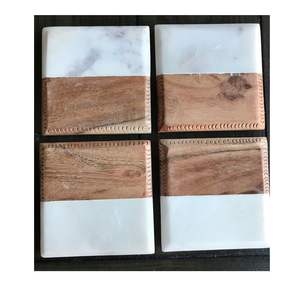 Sous-verres en bois d'acacia et marbre Organisateur de bureau Ensemble à prix compétitifs Forme carrée Décoration de table Article - Product Image 4