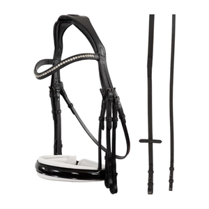 Bridon ajustable inspiré pour chevaux, en cuir véritable, offrant une tenue optimale, une grande durabilité et un niveau équestre professionnel. - Product Image 4