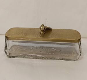 Glass and Brass box food containing with Lid and a Vintage Look customized Shape for Storing Precious Items - Product Image 2