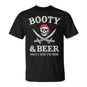 T-shirt vintage da pirata - Booty e birra: per questo sono qui - T-shirt promozionale Booty e Birra - Product Image 2