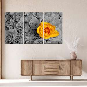Impresión en lienzo de rosa amarilla: elegante arte floral para decoración del hogar, JUEGO DE 3 LIEÑOS - Product Image 1