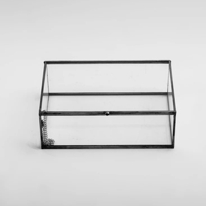 กระจกสี่เหลี่ยมสไตล์วินเทจจัดโชว์เครื่องประดับกล่องกระจกใสสีดำทองเหลืองฝาปิดที่ยอดเยี่ยมสำหรับของที่ระลึก - Product Image 3