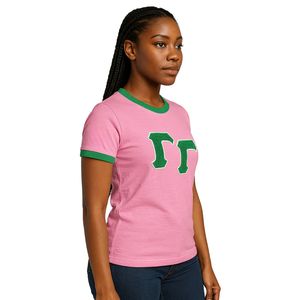 100 cotone rosa Gamma Gamma Sorority Collegiate T-Shirt greco Life abbigliamento comodo abbigliamento Casual morbido per i membri della confraternita - Product Image 3