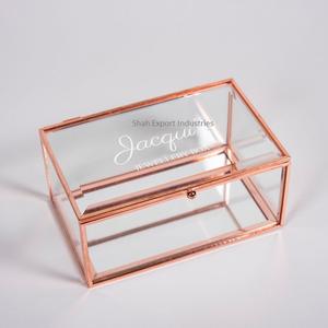 กล่องเก็บเครื่องประดับทำจากทองเหลืองและแก้วสีโรสโกลด์สำหรับตกแต่งต่างหูแหวนกล่องแสดงสร้อยคอ - Product Image 5