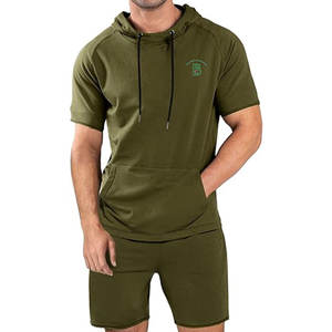 Conjunto de Sudadera con Capucha y Pantalones Cortos para Hombre con Logotipo Personalizado Más Vendido, Conjunto de Dos Piezas de Sudadera con Capucha y Pantalones Cortos para Adultos - Product Image 1