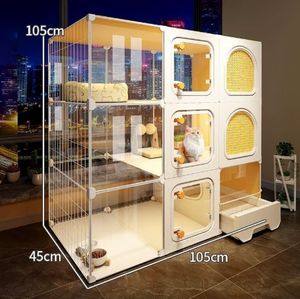 Panoramisch kattenvak van stof, rechthoekig, extra groot, ruim, binnenkattenkooi, geïntegreerd kattentoilet, kattenhuis, hondenhok - Product Image 6