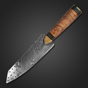 Couteau de chef culinaire en acier Damas, forgé à la main, extra-affûté, lame de 8 à 9,9 pouces, épaisseur de 2,5 mm, ambidextre, bois d'olivier en laiton - Product Image 2