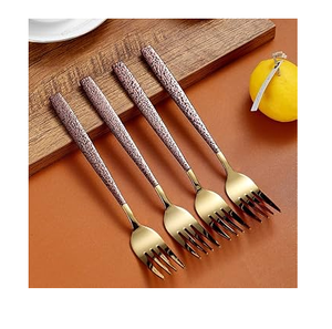 Fourchette en laiton Fourchette en laiton attrayante Manche martelé en cuivre Qualité supérieure Luxe pour la cuisine et la table - Product Image 1