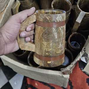 Mug en bois artisanal classique personnalisé pour la maison, le bureau, l'hôtel, mug à bière en bois, mug à thé, avec la meilleure qualité, grossiste d'Inde - Product Image 5