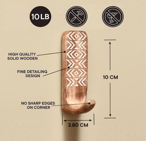 Crochets muraux adhésifs en bois pour manteaux 3 crochets 6 bandes porte-serviettes antirouille étanche cintres sans perçage pour salle de bain cuisine - Product Image 3