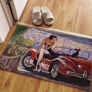 Tapis avec peinture de voiture rouge pour fille, tapis pour femme, tapis cadeau pour amoureux des chats, tapis en velours de luxe - Product Image 4