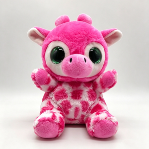 Customized <b>Plush</b> Pink White Spotted Giraffe <b>Plush</b> Toy, Cute Big Green Glitter Eyes Stuffed Animal - Product Image 1