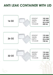 Recipiente de comida desechable de caña de azúcar biodegradable de 16 oz con tapa a prueba de fugas Vajilla ecológica Ideal para eventos y comida - Product Image 5