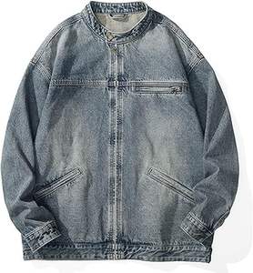 Service OEM 100% Veste en jean de haute qualité 100% coton vieilli avec patchs déchirés et motif de lettres - Product Image 4