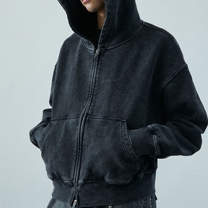 Nuevo diseño lavado con ácido bordado ecológico chaqueta con capucha personalizada 350G algodón francés Terry de gran tamaño - Product Image 5